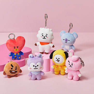 Kpop BTS BT21 Plush Keychain Doll Keyring CHIMMY COOKY RJ Stuffed Toy