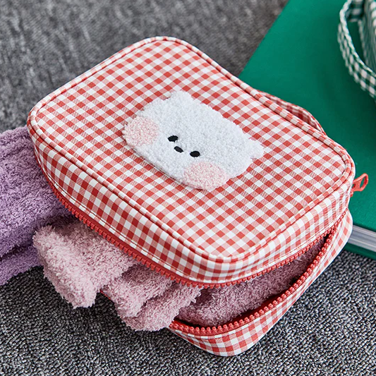 BT21 minini Checkered Pouch with Handle