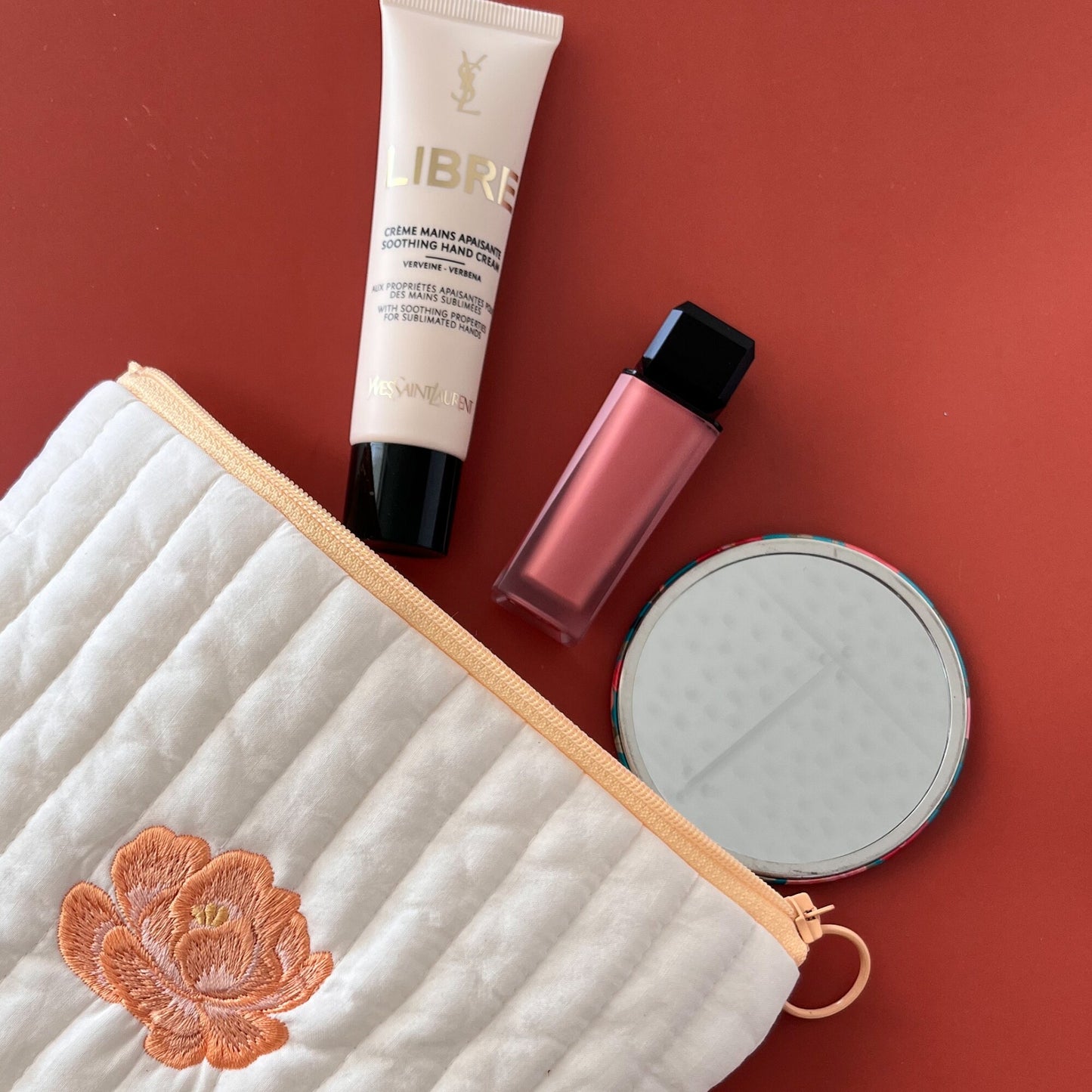 Korean Peony Stitched Pouch