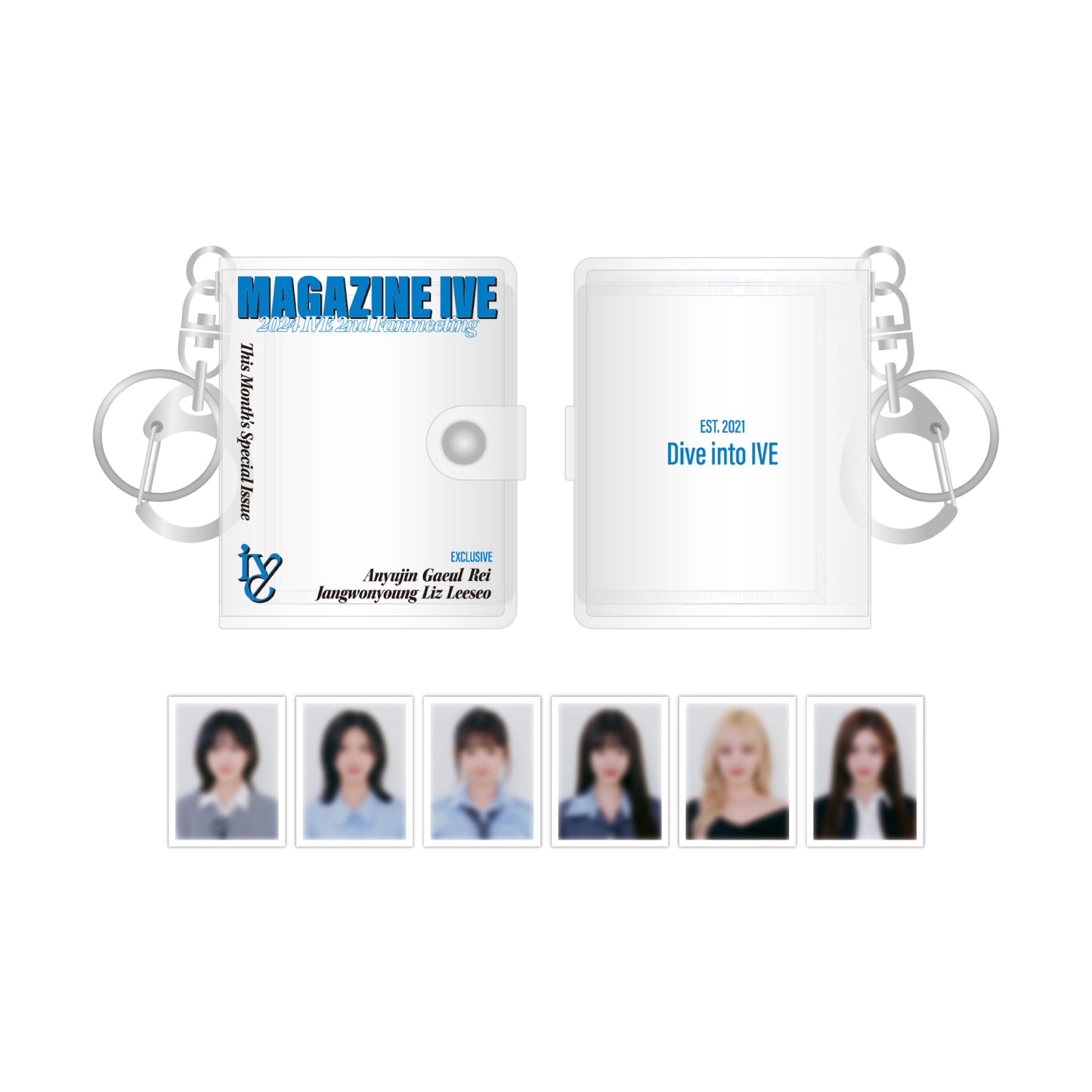 IVE [2nd Fanmeeting: MAGAZINE IVE] Mini Book PVC Keyring + ID Photo Set