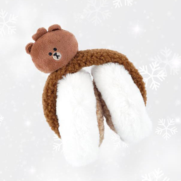 LINE FRIENDS Brown Plush Fur Earmuffs