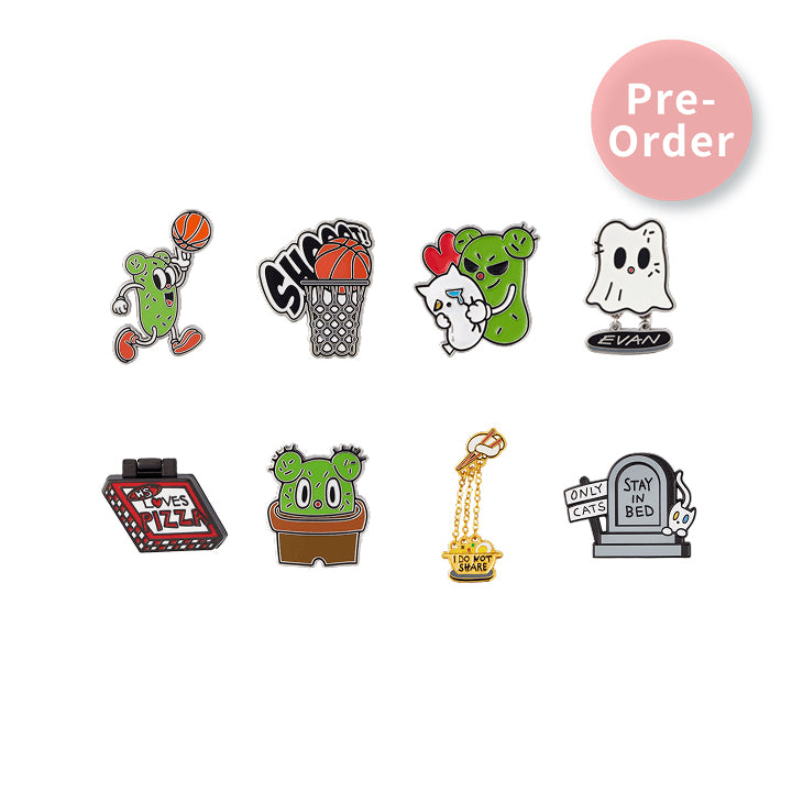 (Pre-Order) ENHYPEN [Artist-Made Collection by HEESEUNG] Evan's Cactus and Cat Badge Collection