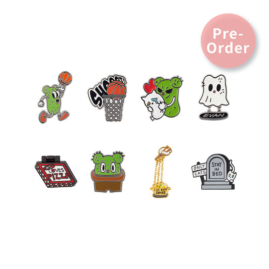 (Pre-Order) ENHYPEN [Artist-Made Collection by HEESEUNG] Evan's Cactus and Cat Badge Collection