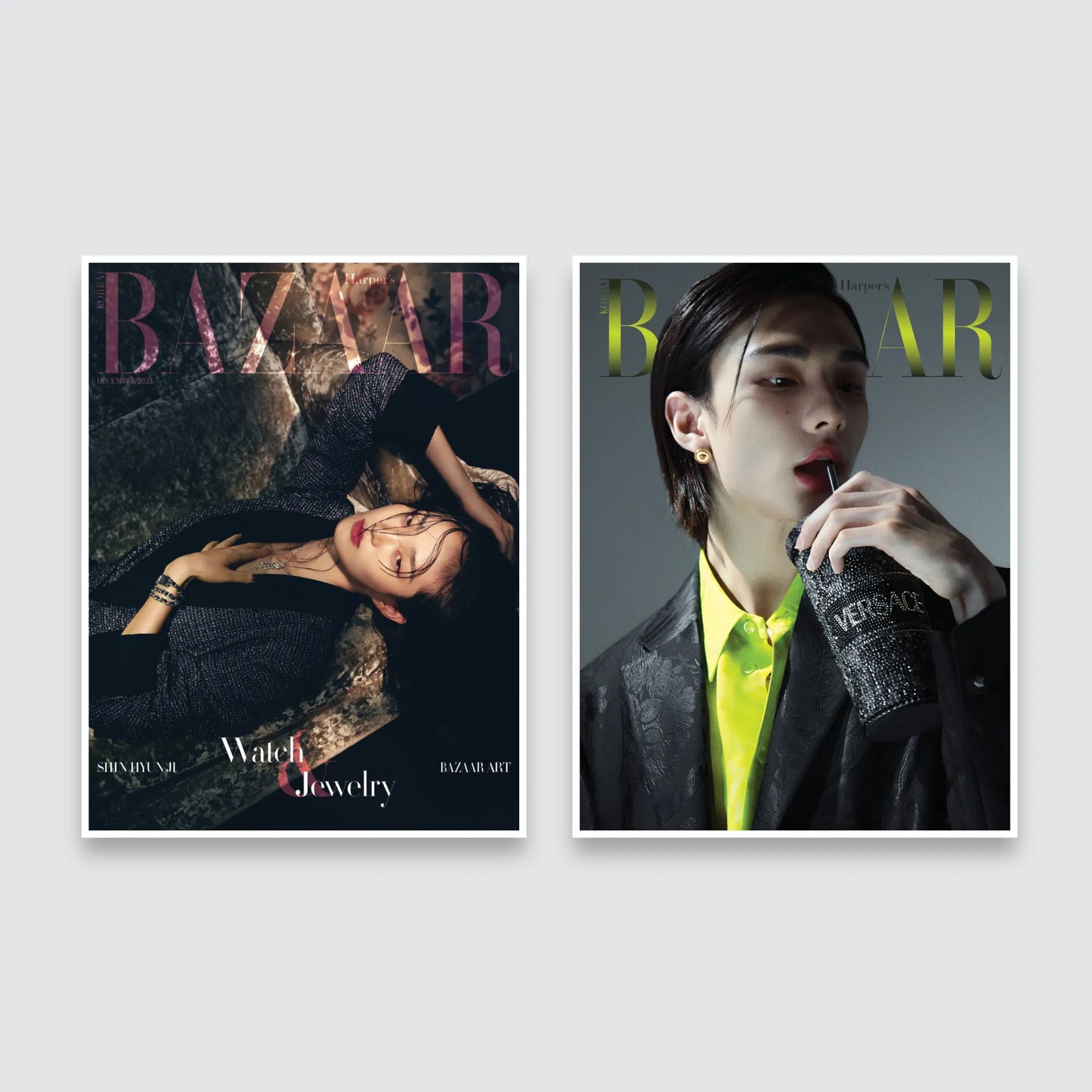 BAZAAR Korea Magazine December 2023 : STRAY KIDS Hyunjin Book & Shin Hyun-Ji Cover