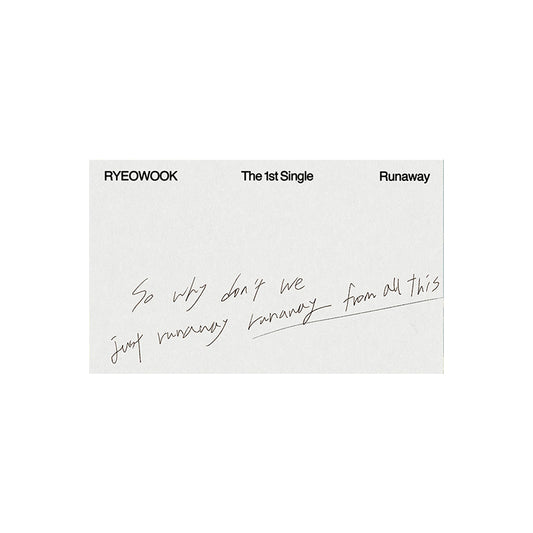SUPER JUNIOR RYEOWOOK 1st Single Album : Runaway (DIGIPACK ver)