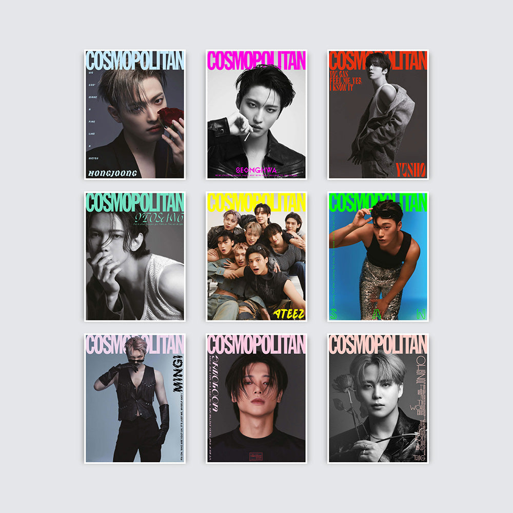 COSMOPOLITAN Korea Magazine August 2023 : ATEEZ Cover (Random Postcard)