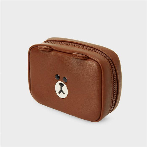 LINE FRIENDS Brown Leather Like Square Pouch