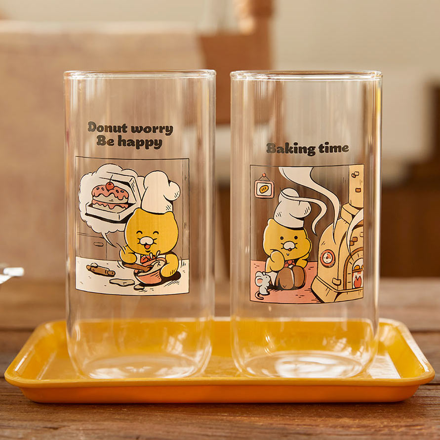 Kakao Friends Choonsik Baking Time Heat Resistance Glass Cup Set 2p Kpop2uunnie 3312