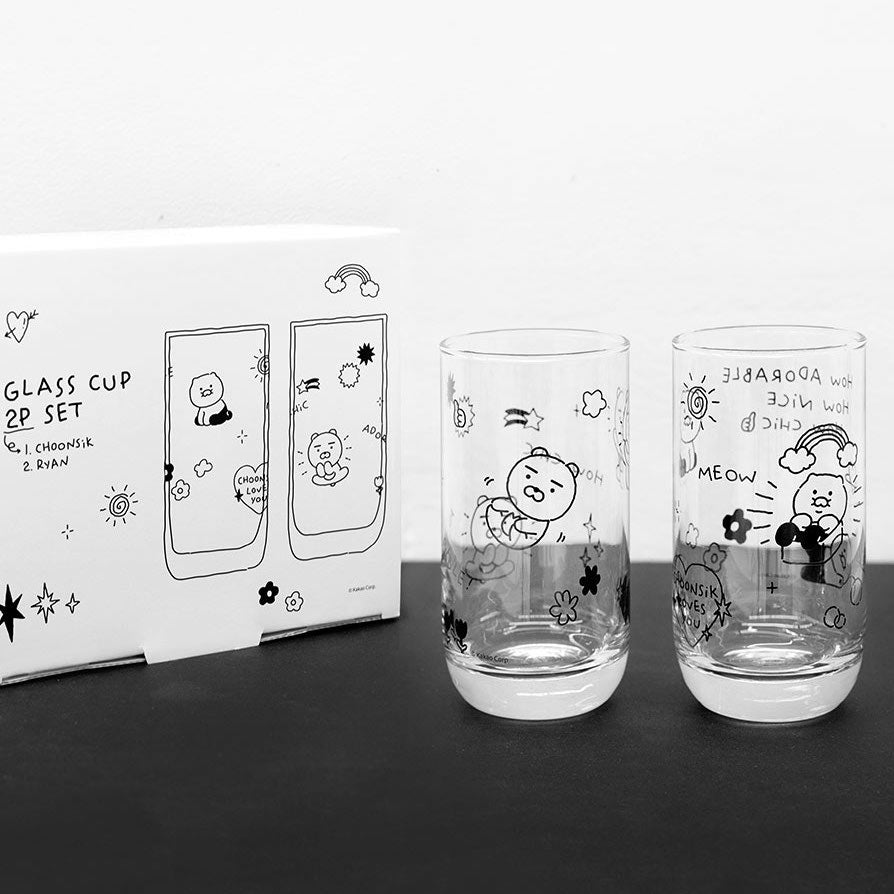 KAKAO FRIENDS [Doodle Doodle] Glass Cup Set (2P)