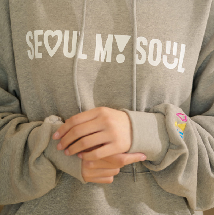 Korea Slogan [Seoul My Soul] Gray Hoodie Type D