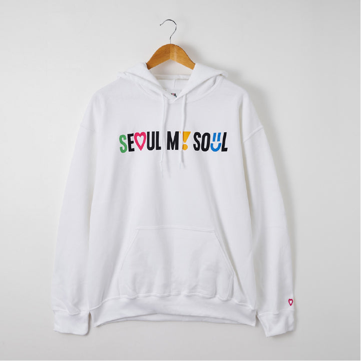 Korea Slogan [Seoul My Soul] White Hoodie Type C