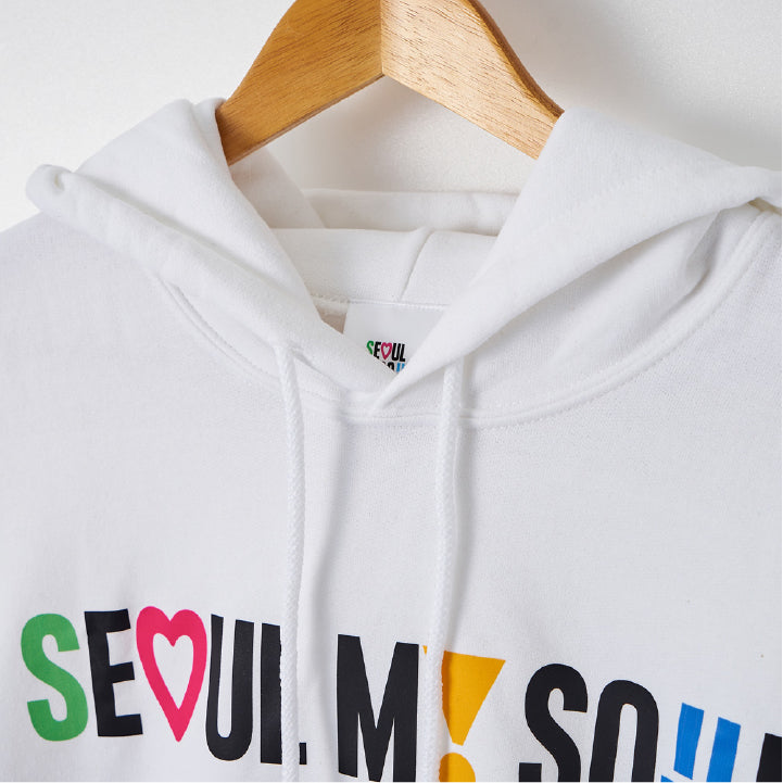 Korea Slogan [Seoul My Soul] White Hoodie Type C