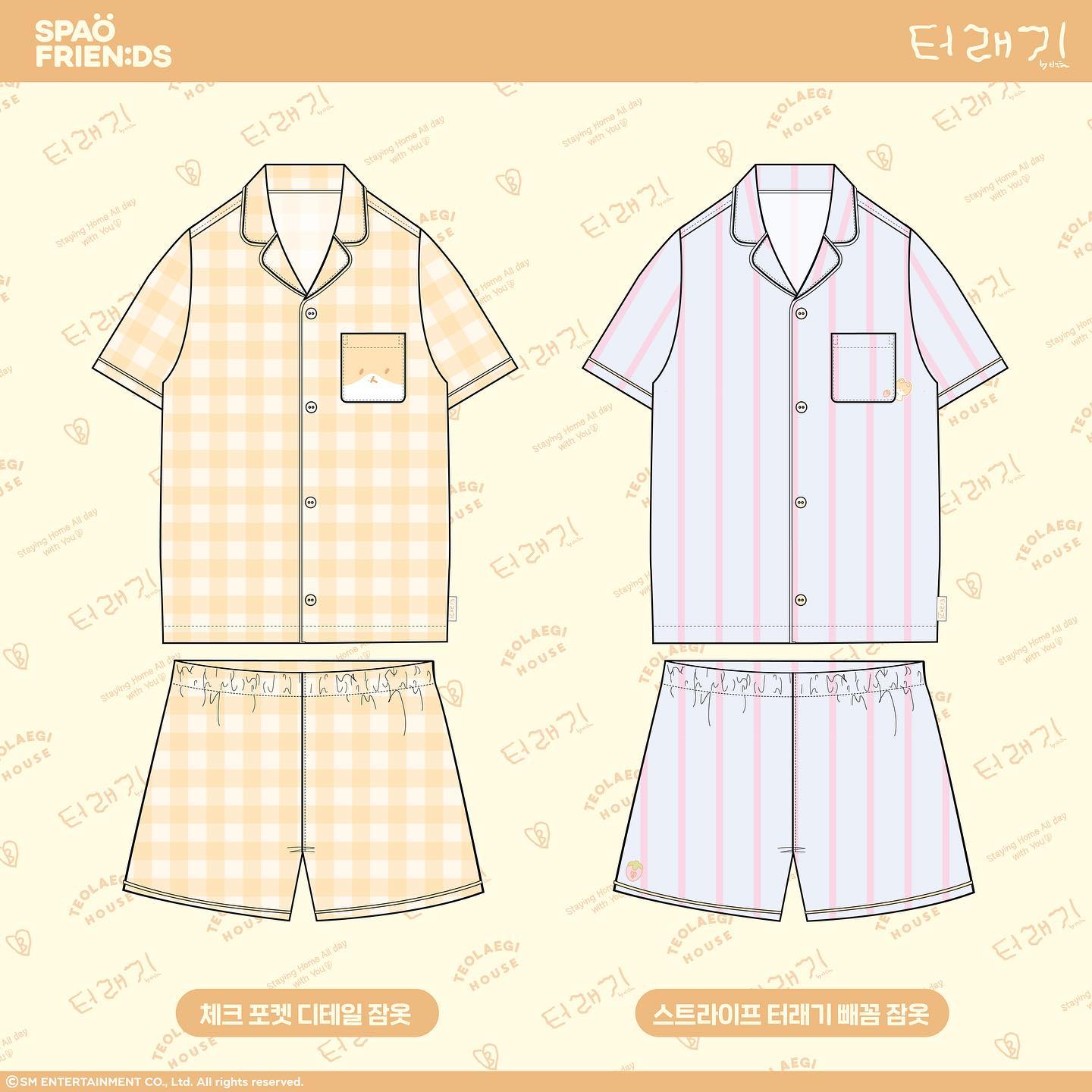 BAEKHYUN TEO-LAE-GI X SPAO Short Sleeves Pajamas Set