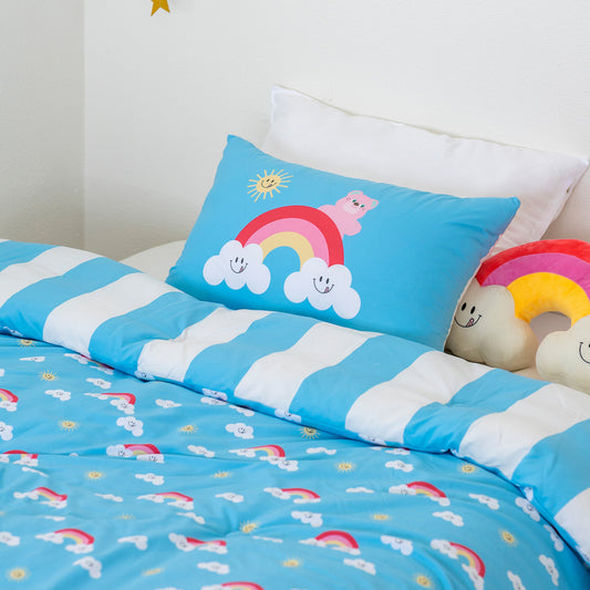 KNOTTED Fluffy Bedding Set (Blue Rainbow)