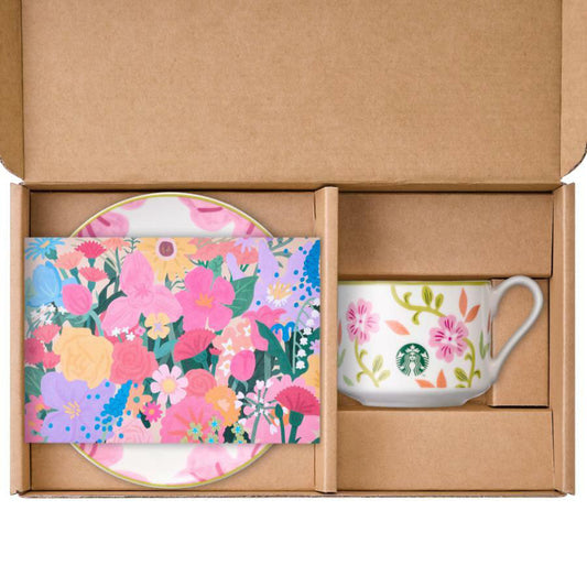 Starbucks Korea [Say Thanks] Pink Flower Mug & Saucer 260ml