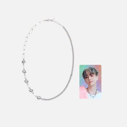 EXO [Cream Soda Pop Up] Silver Necklace + Hologram Photocard Set