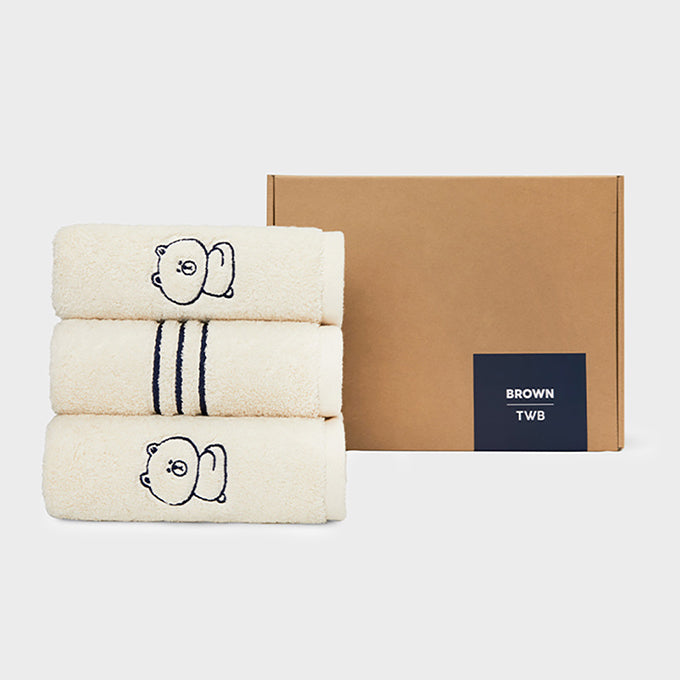 LINE FRIENDS Brown Face Towel Set