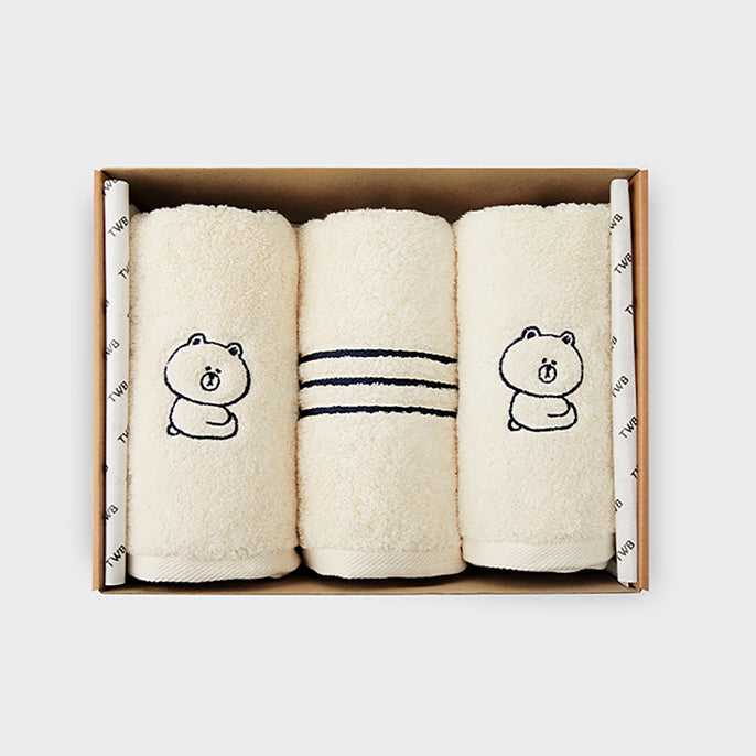 LINE FRIENDS Brown Face Towel Set