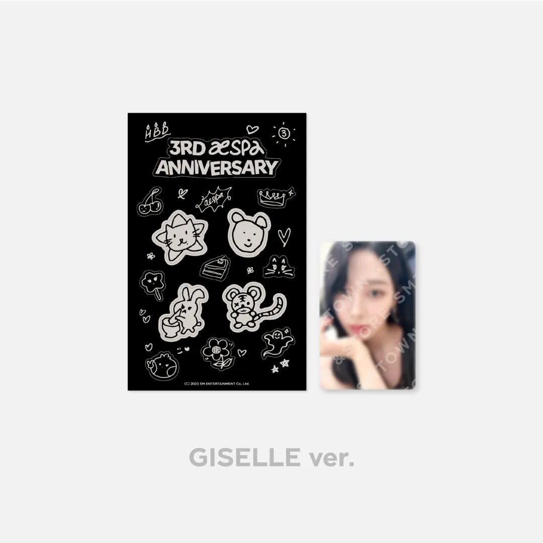 aespa [3rd Anniversary] Glow-in-the-Dark Sticker & Photocard Set