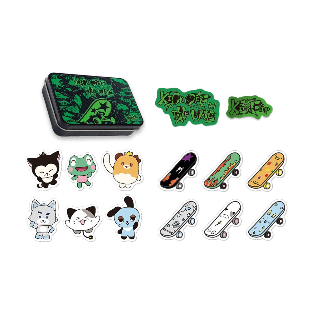 KickFlip [KICK OFF THE WALL] Tincase & Sticker Set