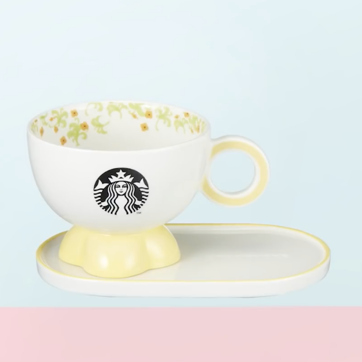 Starbucks Korea 22 Spring Flower Garden Yellow Mug & Saucer 355ml