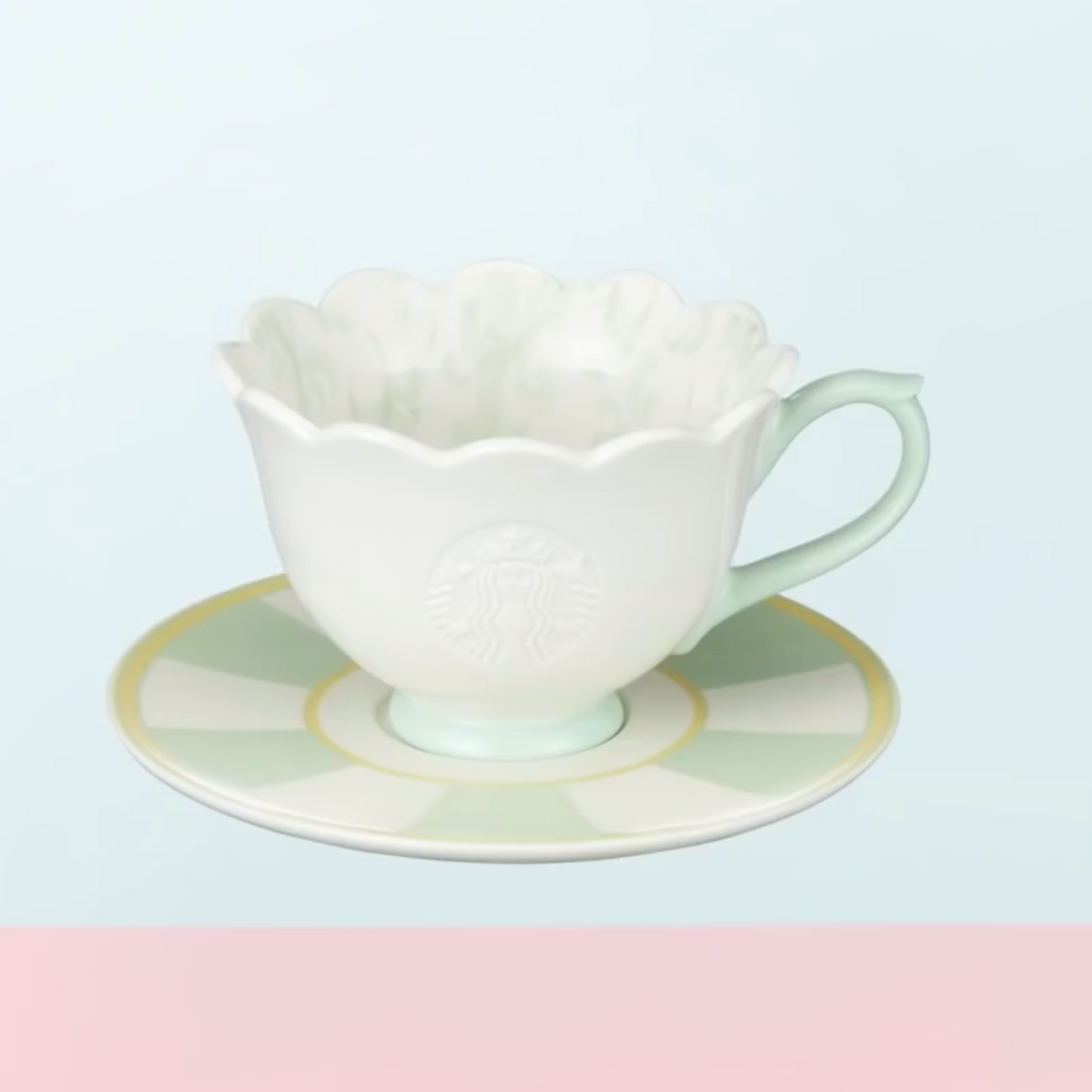 Starbucks Korea 22 Spring Flower Garden Light Green Mug & Saucer 237ml