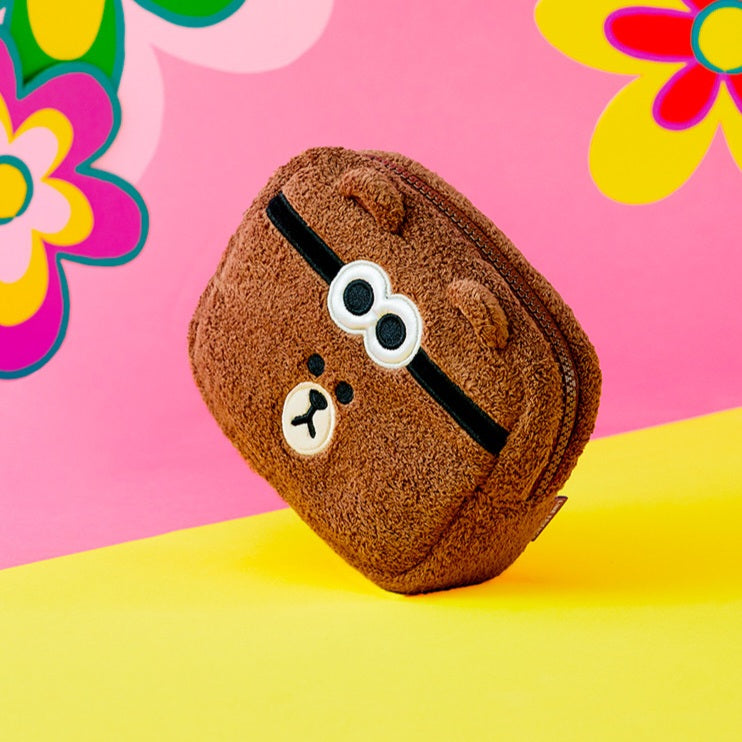 LINE FRIENDS X MINIONS Brown Face Pouch