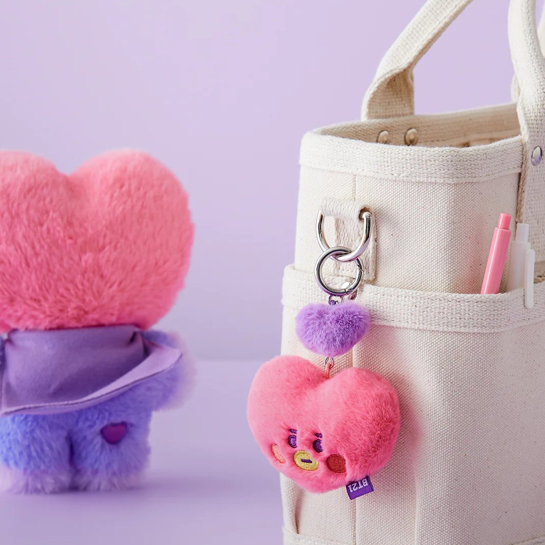 BT21 Baby Flatfur Face Bag Charm (Purple Heart Edition)