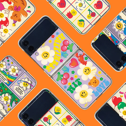 🇰🇷【Samsung Galaxy Z Flip 3 Case】 Hard Cute 10 Design Collection Ver.1  Korean