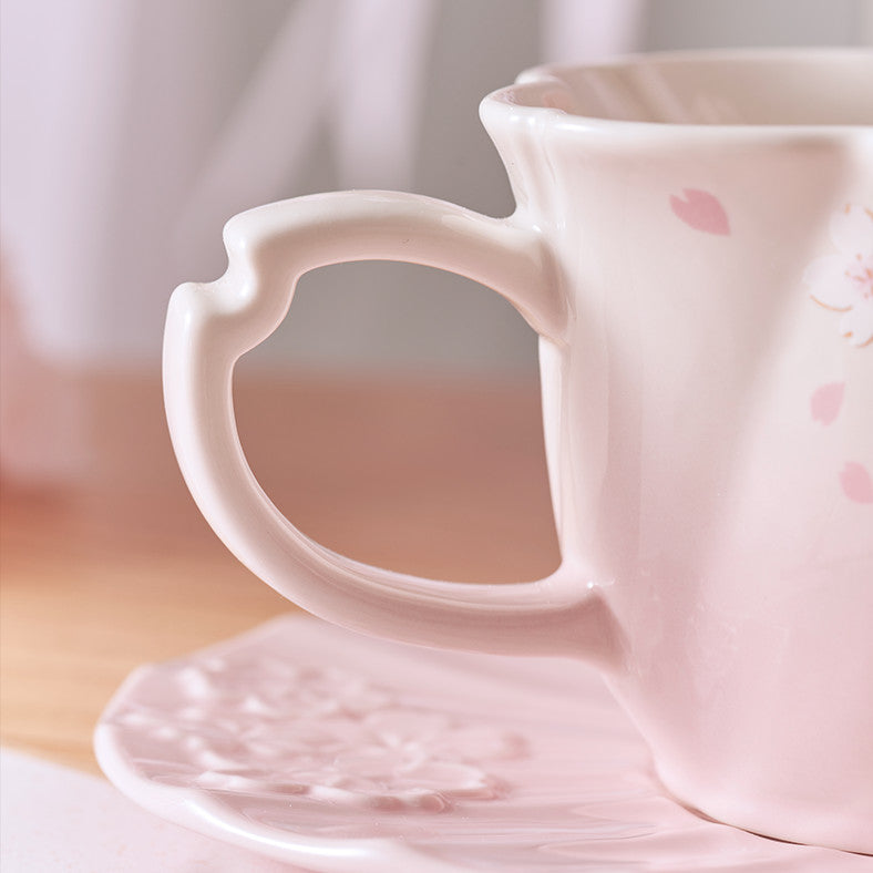 Starbucks China 2022 Cherry Blossom Petal Ceramic Teacup & Saucer Set 355ml