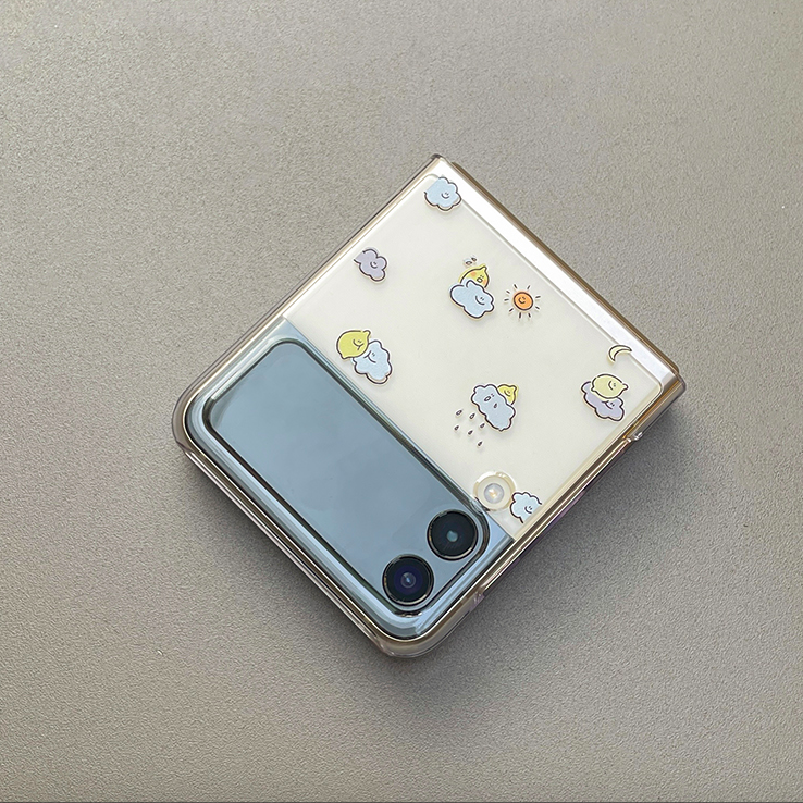 SECOND MORNING Lemony & Cloud Galaxy  Z Flip 3/4/5 Transparent Case