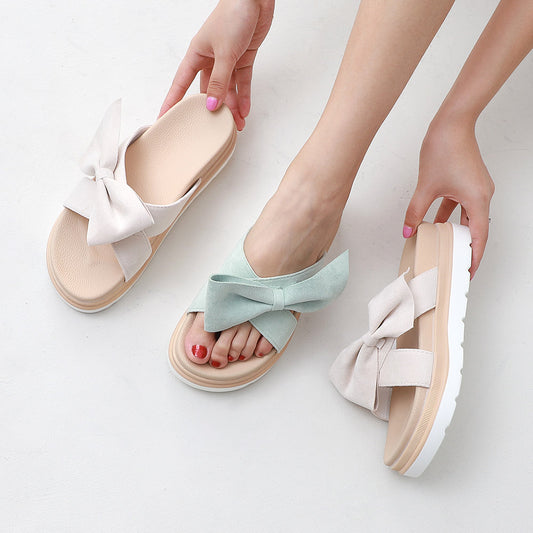 ITSHU Cross Ribbon Wedge Slippers Sandles