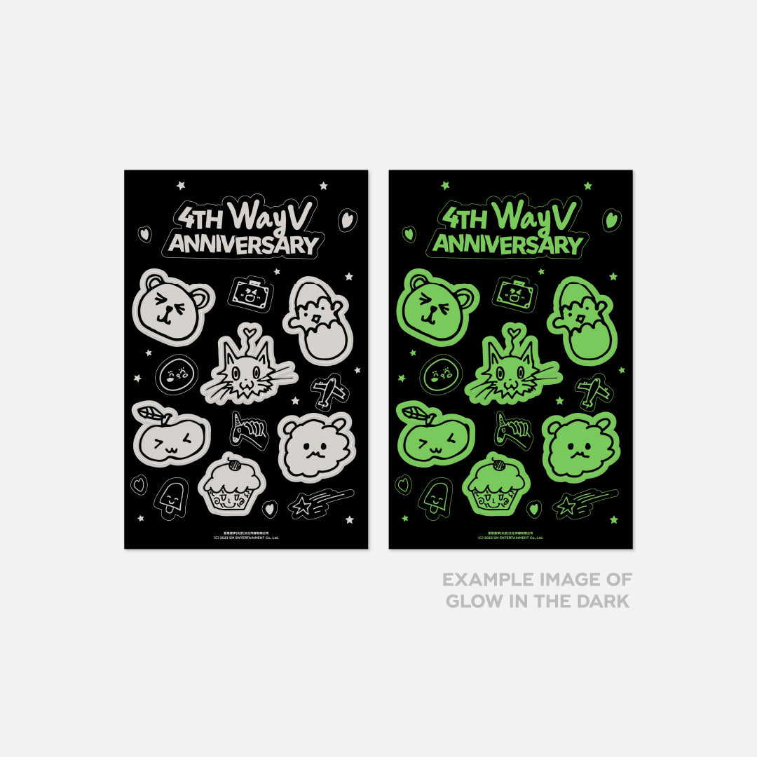 WAYV 4th Anniversary Glow in the Dark Sticker & Photocard Set