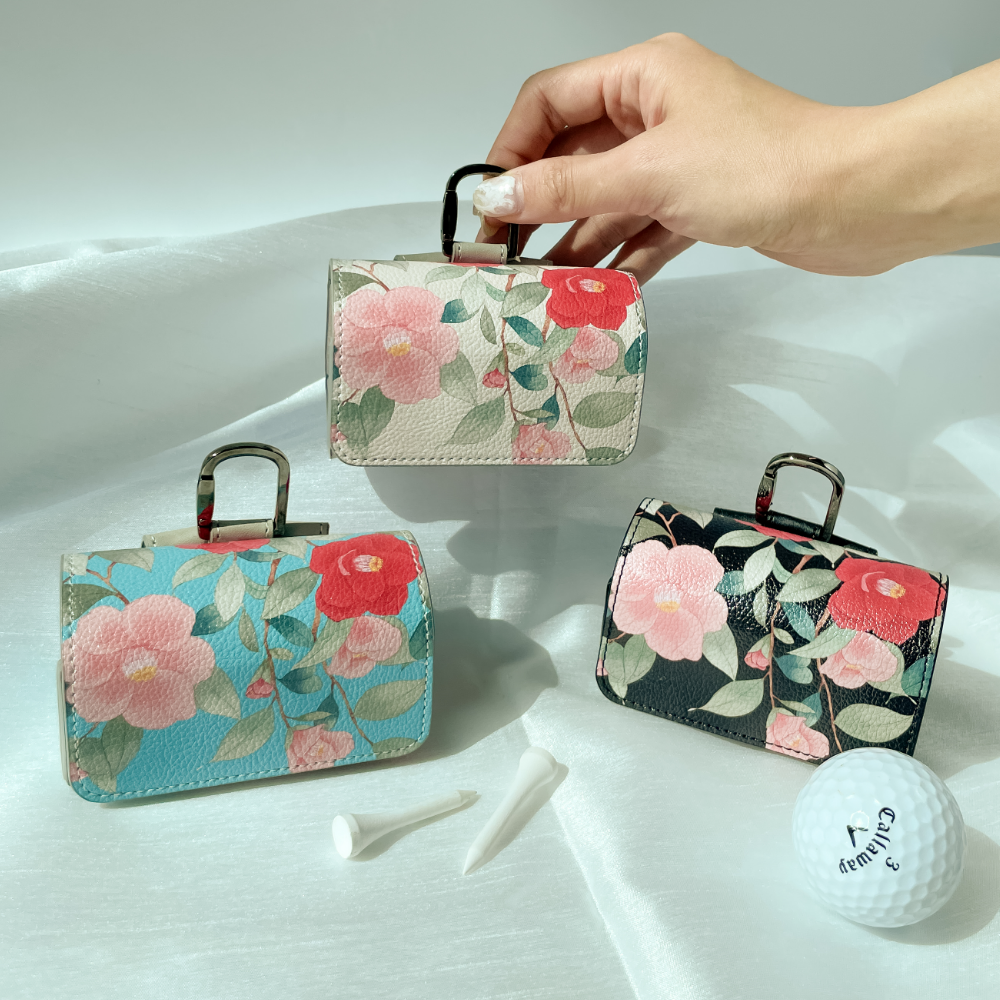 Korean Camillia Golf Ball Case + Ballmarker